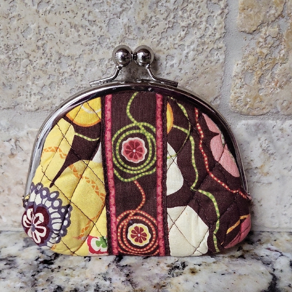 Vera Bradley Buttercup Double Kiss Lock Coin Purse